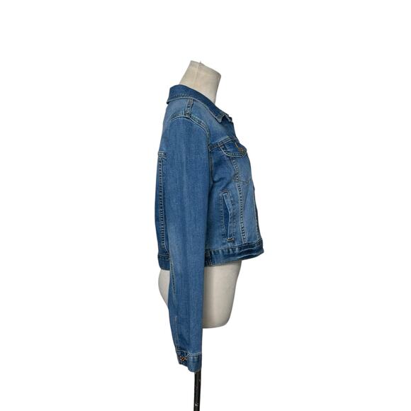 Forever 21 blue denim long sleeves button jean jacket size M - Picture 12 of 13